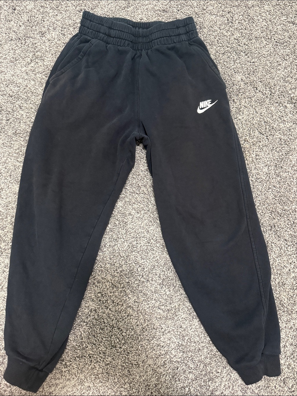 Nike Black Kids Jogger Sweatpants with White Swoosh